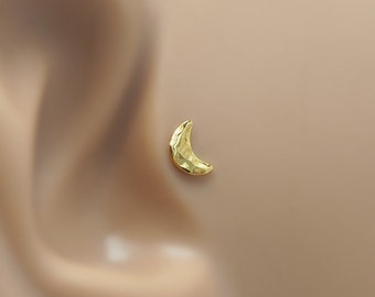 Moon Helix Stud - Moon Helix Earring - Helix 16 Gauge Stud - Cartilage Stud - Moon Tragus Earring - 16g Tragus Piercing - Gold Helix Earring