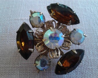 Rhinestone Scatter Pin, Vintage Costume Jewelry Brooch ECS