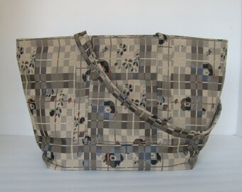 Designer Taupe/Blue Tote Bag Purse/Diaper Bag