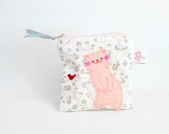 Coin Purse Wallet Zipper Pouch Cat Coin Purse Spring Flower Change Pouch