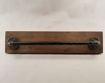 Rustic Towel Holder (Wood and Industrial Pipe)