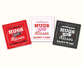 Valentine's Favor Tags, Candy Kiss Tag, Printable, Instant Download, 2.25 x 2.25,