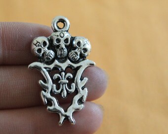 Skulls & Fleur de Lis charms 40*25mm fleur de lis, skull pendant, fleur de lis pendant