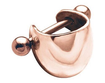 14K Rose Gold Wide Band Ear Cuff Cartilage Earring