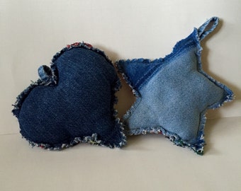 Recycled Blue Jean Christmas Tree Ornaments