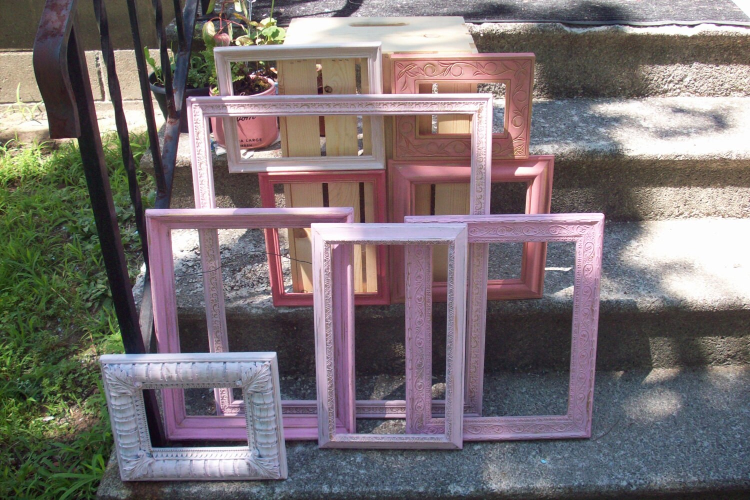 open picture frame gallery hand painted ombre Pink set choose