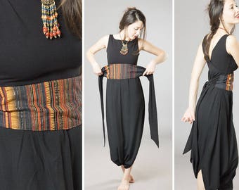 Ethnic gilded Obi belt, Wrap belt, Waist belt, Waist cincher, Cloth belt, Ethnic clothing, Unique gift, Taffeta belt, High waisted belt