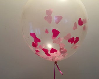 Confetti Balloon, Heart Shaped Confetti Balloon, Valentines Day, Fun Balloon, Party Balloon, Party Decoration, Valentines Day Decor