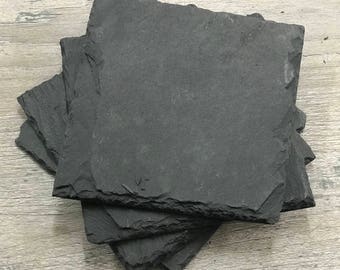 Black Slate Coasters - Man Cave Coasters - FREE Personalization - Custom Coasters - Logo Coasters - Wine Tasting Decor - Cheese Tray Decor