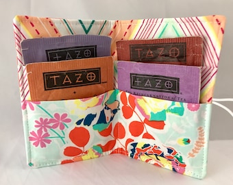 Tea Wallet Blue Tea Bag Wallet Tea Bag Case Tea Bag Holder Tea Holder Tea Bag Cozy Tea Bag Organizer Art Gallery Orchard Blossom in Joyful
