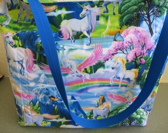 Rainbows and Unicorns Reusable Farmers Market / Grocery / Shopping Bag / Tote