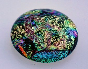 Dichroic Cabochon, Jewelry Cabochon, Dichroic Mosaic Tile, Fused Cabochon, Brilliant Cabochon, Handmade Cabochon
