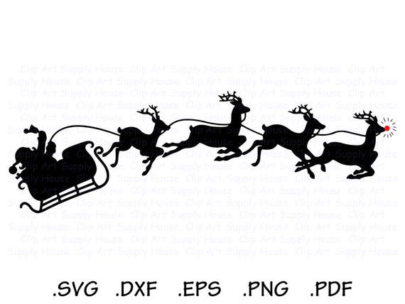 Santa Sleigh Clipart Santa Sleigh SVG Christmas Eve SVG