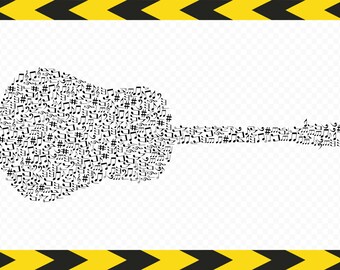 Guitar SVG Musical notes DXF Printable PDF Music Art Vinyl decal Files for Cricut Silhouette Png