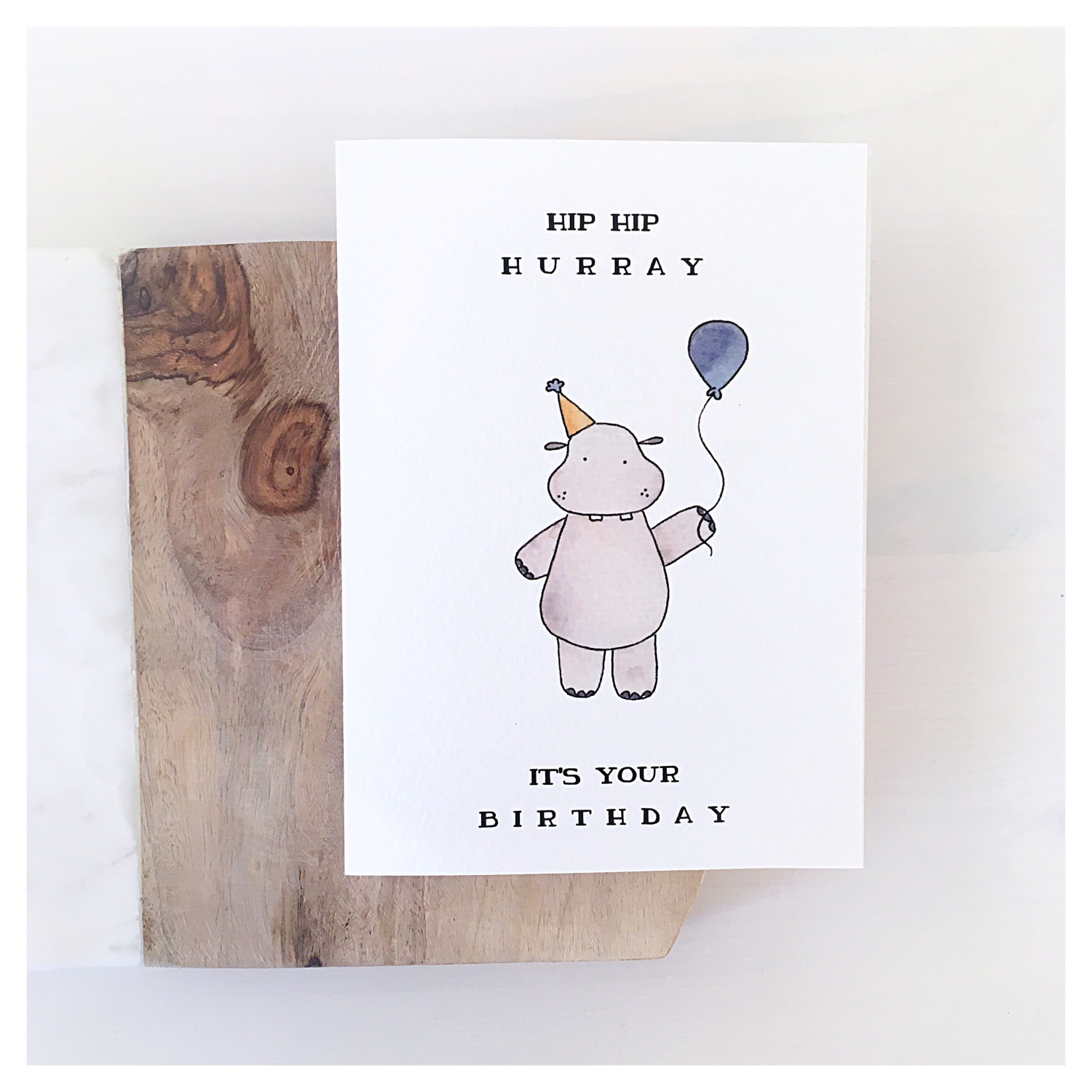 Hippo Card // birthday card, birthday greeting card, funny birthday card, birthday pun ...