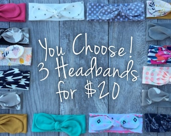 3 Topknot Headbands. Baby Girl. Baby Girl Headband. Baby Girl Headbands. Gift for Baby Girl. Trendy Baby Headbands.