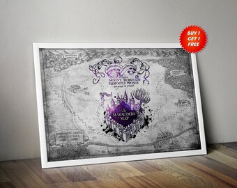 Die Plünderer Karte, Poster, Print, Harry Potter, Fußabdrücke, Geschenk, Hogwarts, Geschenk, Hexe, Zauberer, Geburtstag, Ravenclaw, Slytherin, Hufflepuff,