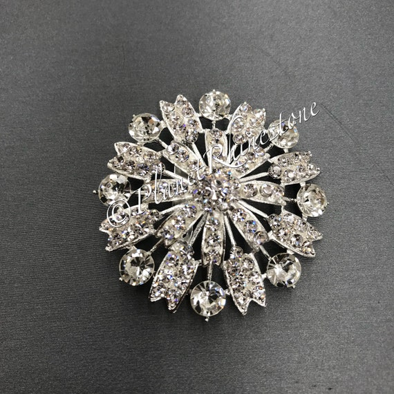 Silver Rhinestone Brooch #BR-3