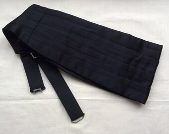 Vintage AKCO black satin cummerbund, 34-37 86-94 waist black cummerbund.