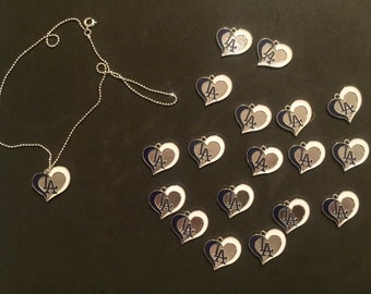 1 Dodgers heart charm with 18 inch chain