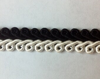 Black and White Gimp Braid Trim by the yard