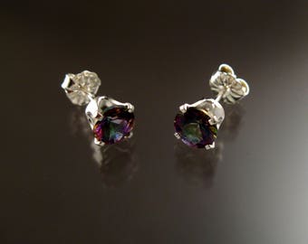 Mystic Topaz 6mm round post earrings Sterling Silver