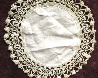 Unusual Needlework Linen Doily