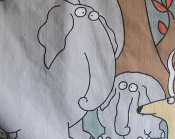 Vintage Sandra Boynton Jungle Animals Twin Flat Sheet fabric