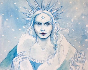 Original Watercolor Painting "Winter Goddess"