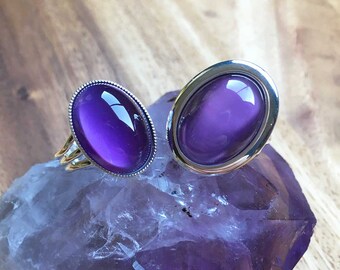 Moonstone Ring Purple Moonstone Ring Adjustable Ring Plated Ring Birthday Gift Anniversary Gift Womens Jewellery Handmade Ring SPR1