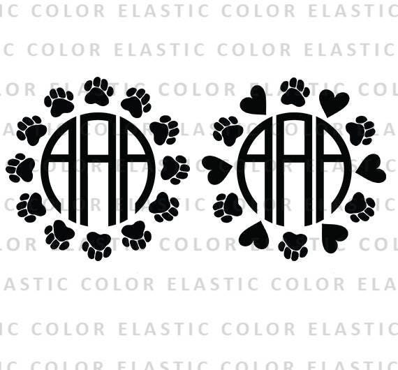 Download Dog paw circle monogram frame svg file dogpaw love frame