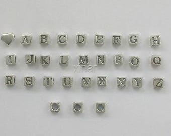 925 Sterling Silver 6mm Alphabet Block Beads, Choice of Letter