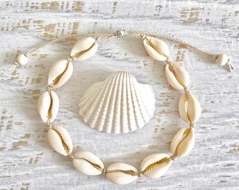 cowrie shell anklet, mermaid jewelry, beach anklet, beachcomber jewelry