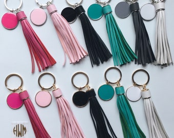 Monogram keychain, Long tassel keychain, monogram long tassel keychain, custom monogram long leather tassel keychain, tassel keychain