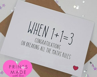 New baby card / Pregnancy card / When 1 + 1= / twins / triplets / quads / new parents / congratulations