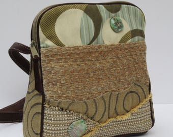 SHOULDER BAG by Elizabeth Z Mow Fabric and Leather Collage Art Moonlight Beach
