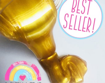 Gold Glitter Slime WITH surprise CHARM | Choose Your Own Scent | Sleeping Beauty Slime | Gold Slime | Cheap Slime | Slime Charms