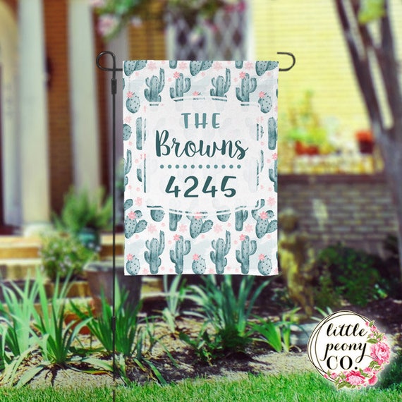 Personalized Garden Flag Cactus And Fl Print Custom Yard