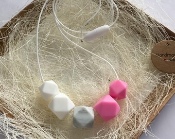 Silicone Teething Necklace for mom Bite Beads Nursing Necklace Jewelry - Teether Chewing Beads - Chew Jewelry Beads - Bitty Bites