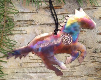 Handcrafted Copper Horse with Swirl Ornament