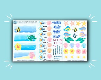 Under the Sea Monthly Kit | Planner Stickers | Bullet Journal Stickers | Stickers for Planners, Journals, and More | Journaling Supplies