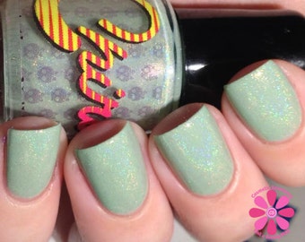 Rosencrantz. Mint green linear holographic nail polish. (15 mL, .5 oz)