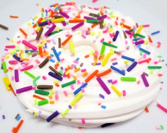 Birthday Cake Slime - With Sprinkles - Scented - Fluffy Butter Slime - Cake Batter Slime - Daiso Clay Slime