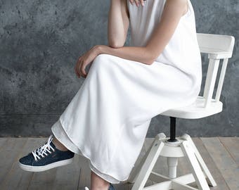 Silk dress, minimalist dress, Wedding dress, white silk, minimal, Bamboo silk dress, Long dress, women dresses