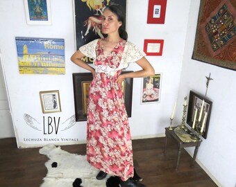 70s Sheer Gunne Sax Style with Winged Sleeve Dress
