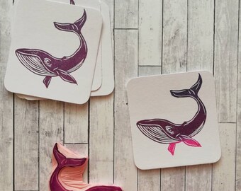 Whale rubber stamp, montessori stamp,