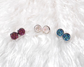 Druzy Earrings | Silver Druzy Earrings | Druzy Stud Earrings | Post Earrings | Boho Jewelry | Minimal Earrings | Bridesmaid Gifts