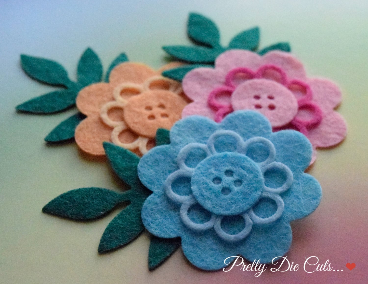 Felt Buttonhole Flowers button flowers flowers with Leaves