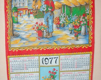 Vintage 1977 calendar tea TOWEL SONACOTT creations