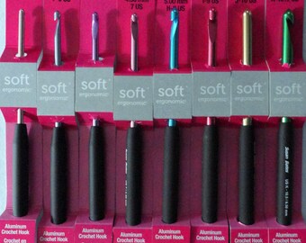 Crochet Hook Susan Bates Soft Ergonomic Aluminum Crochet Hooks Silvalume Susan Bates Hooks Colorful Hooks